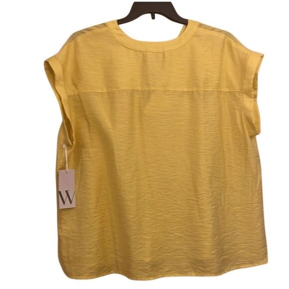 NWT WORTHINGTON Blouse Women’s XL Imperial Gold Yellow Short Sleeve V-Neck Top - Picture 3 of 11